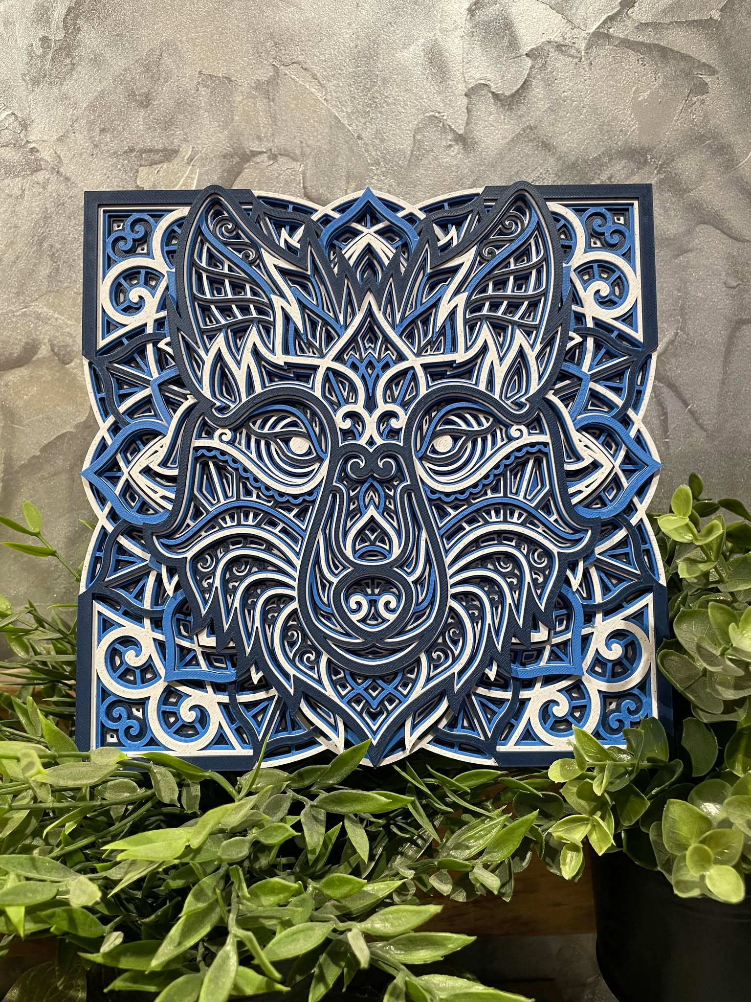Customizable Layered Mandala Wolf