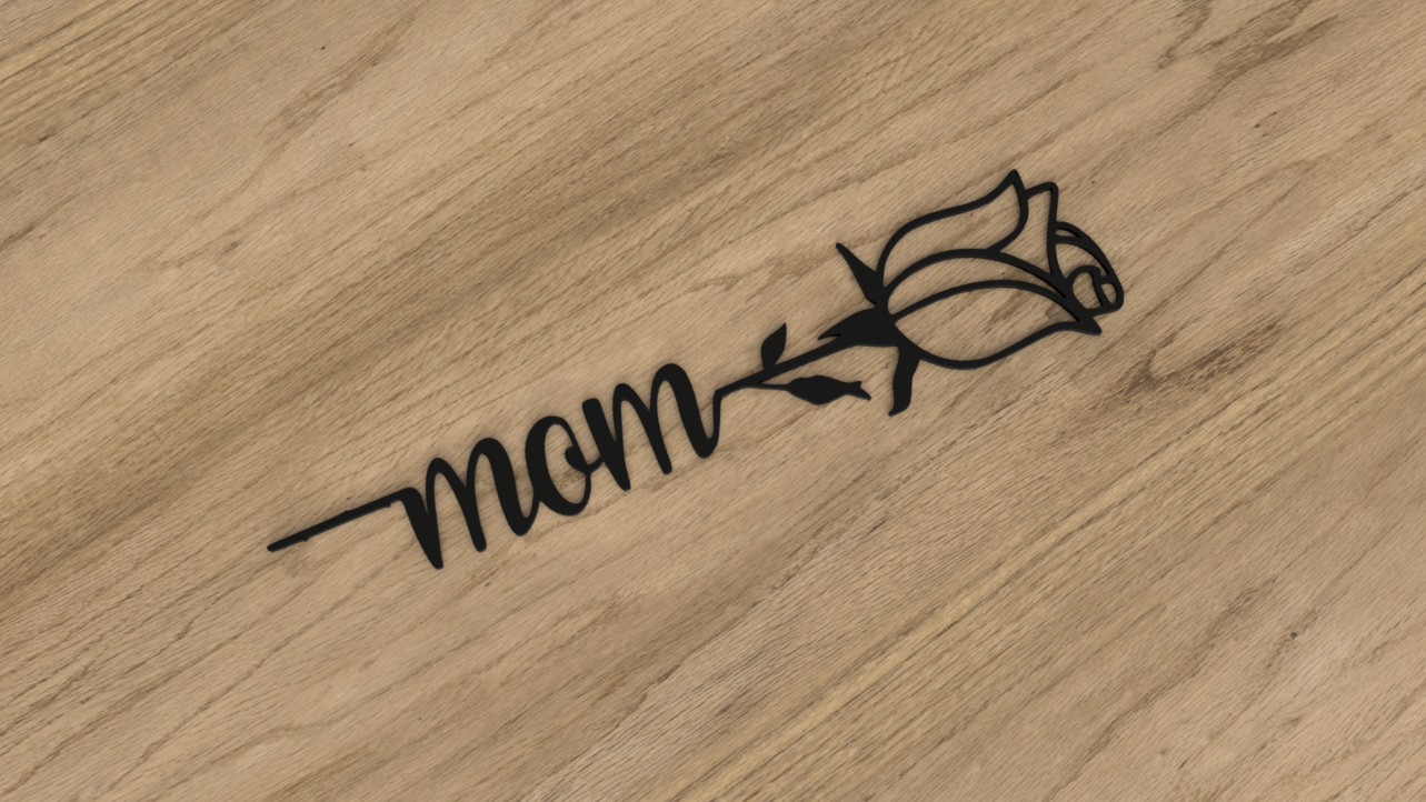 2D Flower with text"MOM"