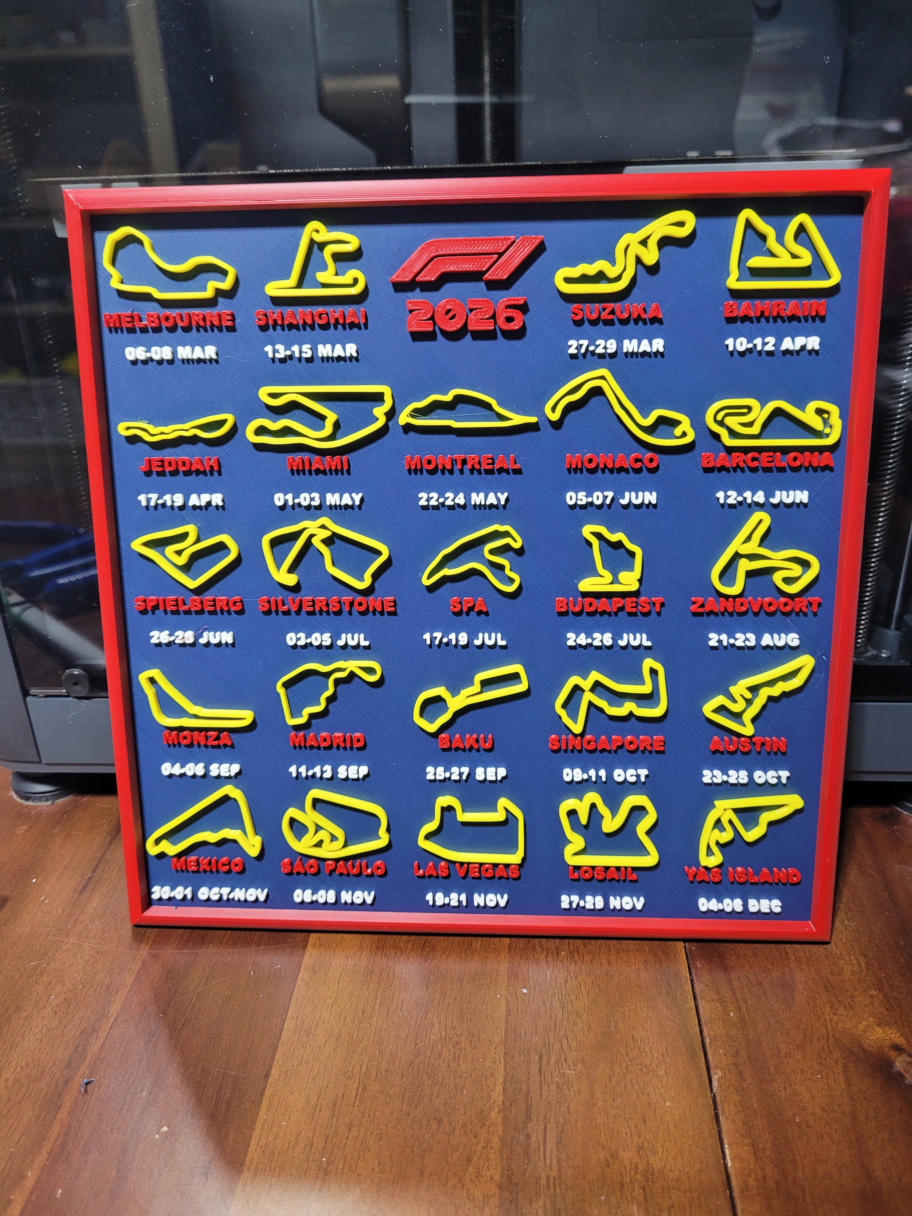 F1 2026 Calendar – 3D Printed Display