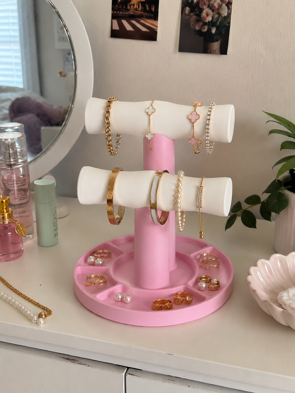 Modern Jewelry Organizer Tower with Accessory Tray