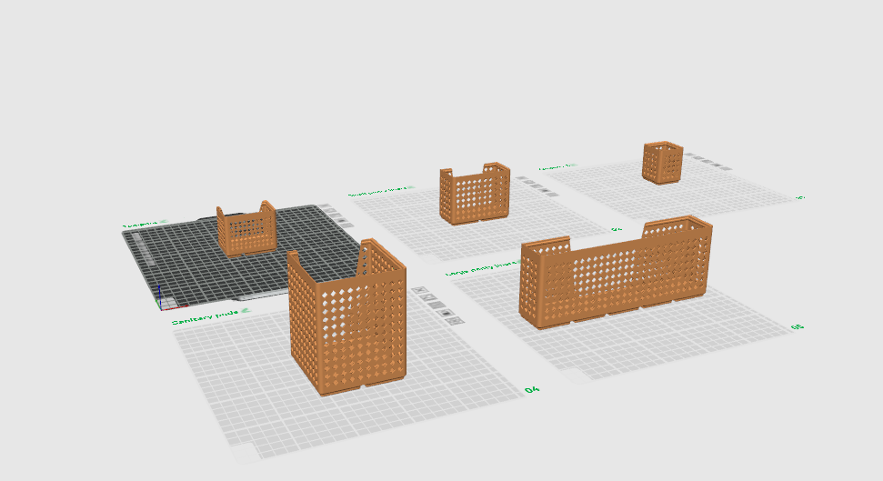 Gridfinity bins for tampons, liners, sanitary pads