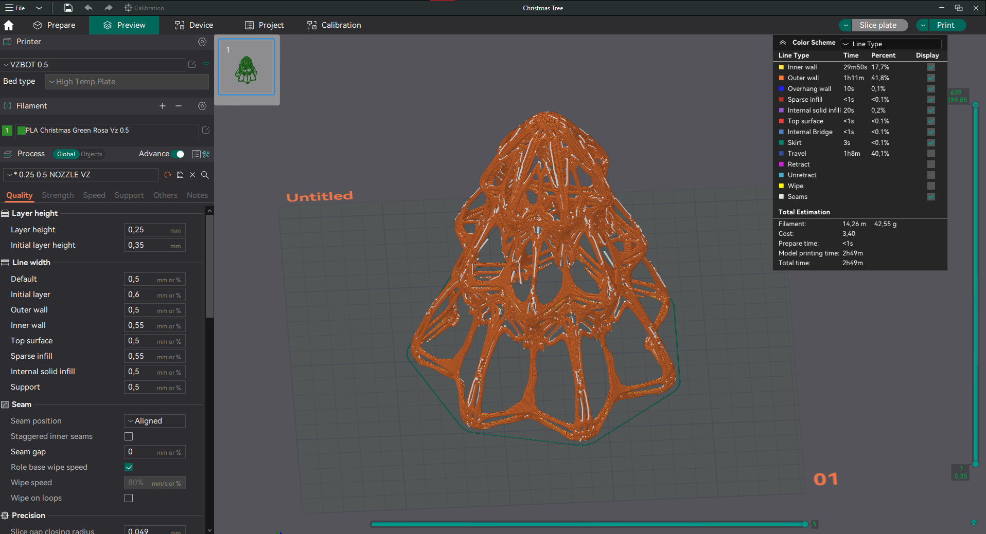Voronoi Christmas Tree Easy To Print ^^