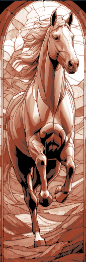Epic horses caught in stained glass - cathedral style windows - Set of 3 bookmarks
