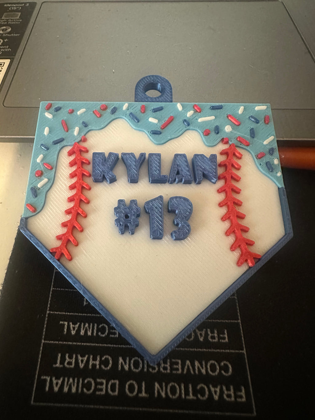 Home plate baseball drip keychain