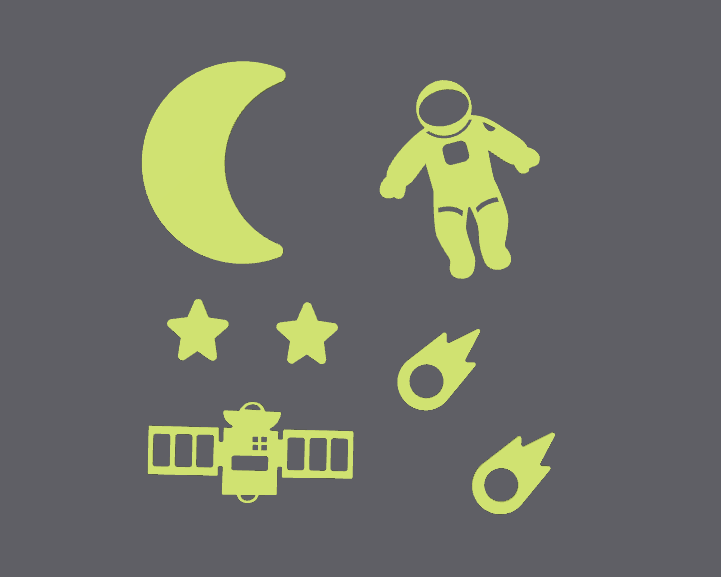 Illuminated elements of Universe Pack 1 decoration