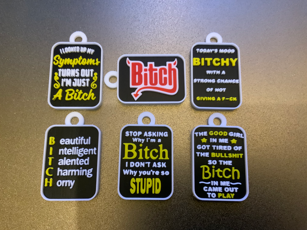 b-tch set fun keychains / charms (free commercial)