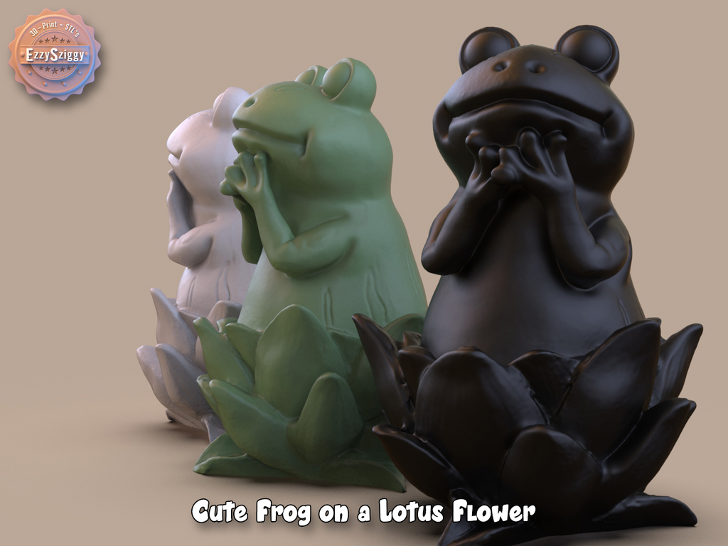 Cute Frog on a Lotus Flower