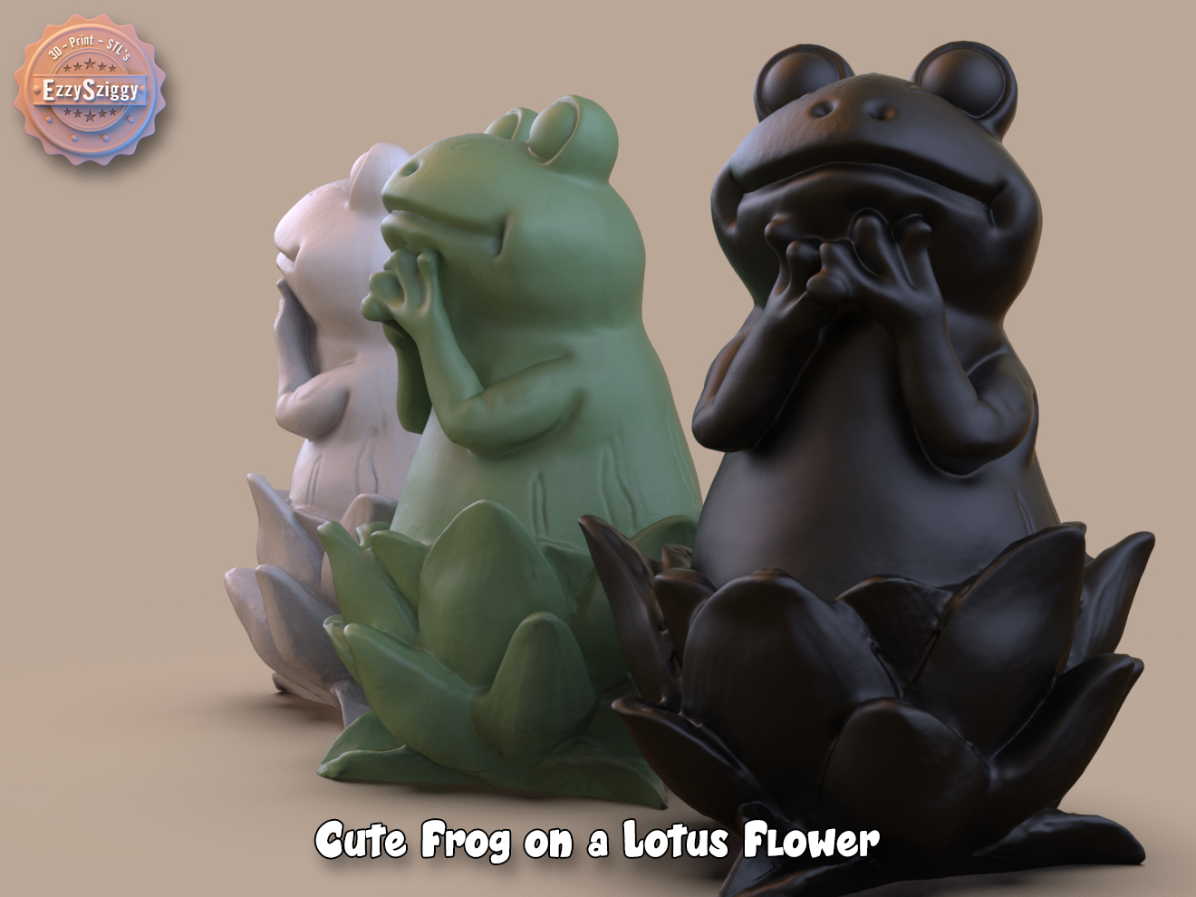 Cute Frog on a Lotus Flower