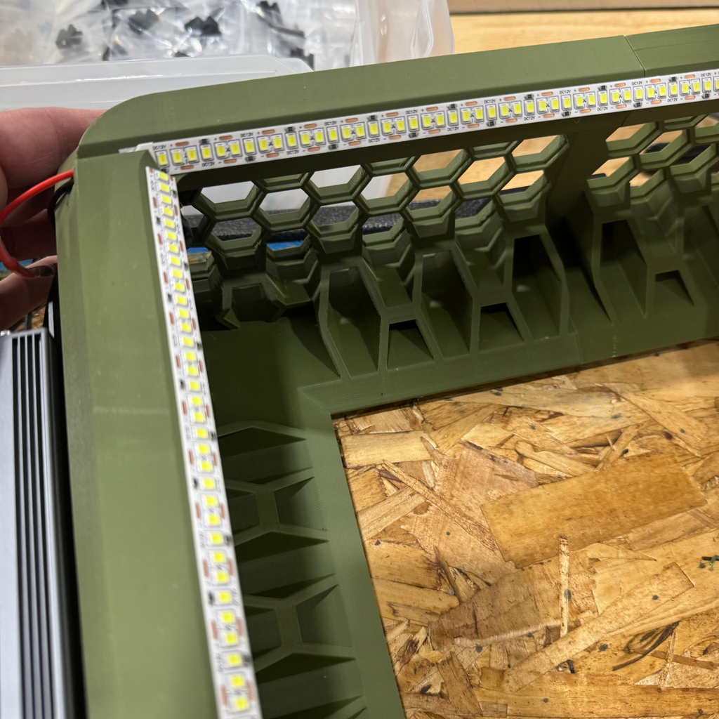 X3D-v3 Riser - integrated angled ledge for LED strip and rear power access