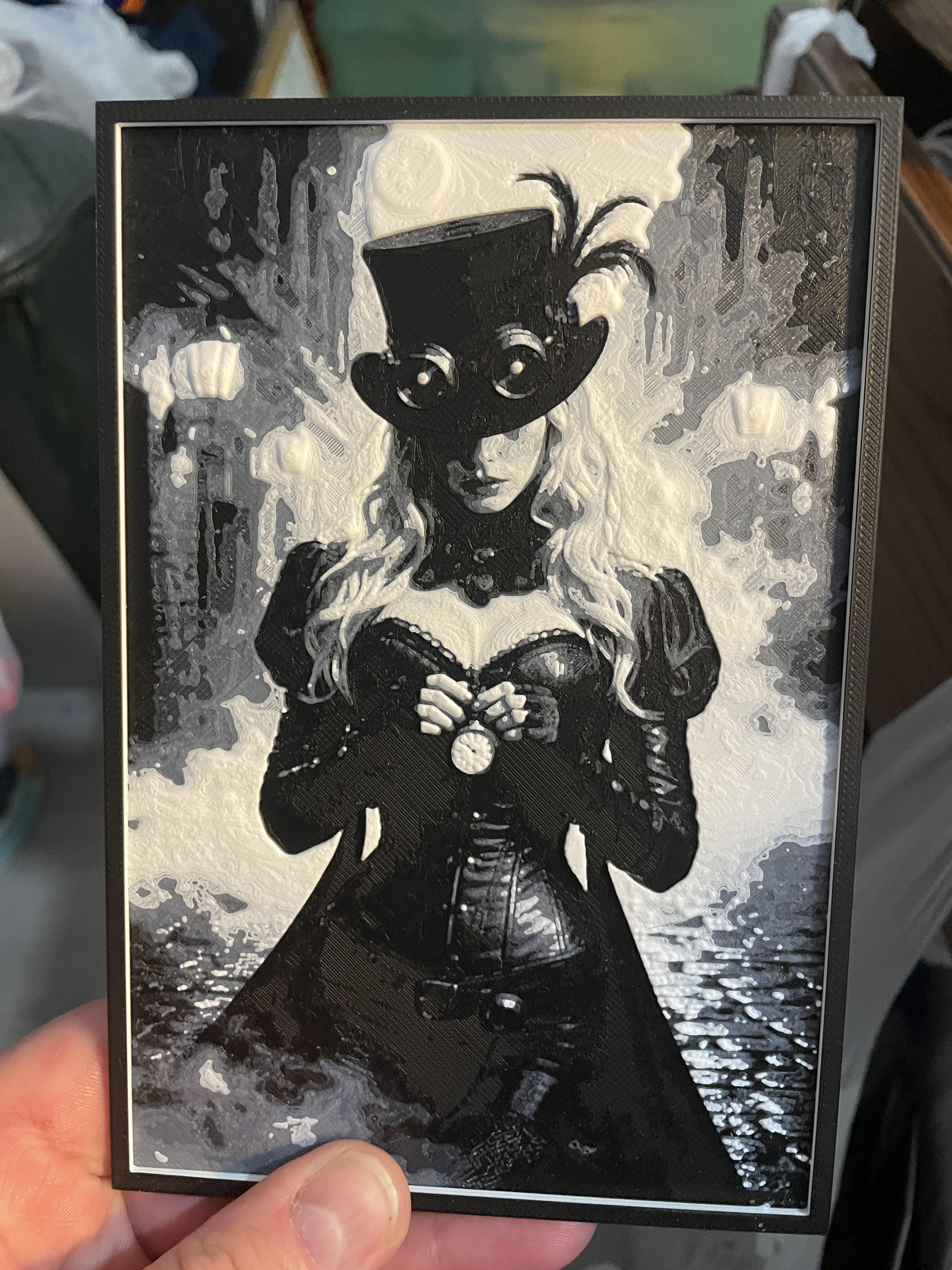 SteamPunk Woman with a watch V2 B/W Hueforge