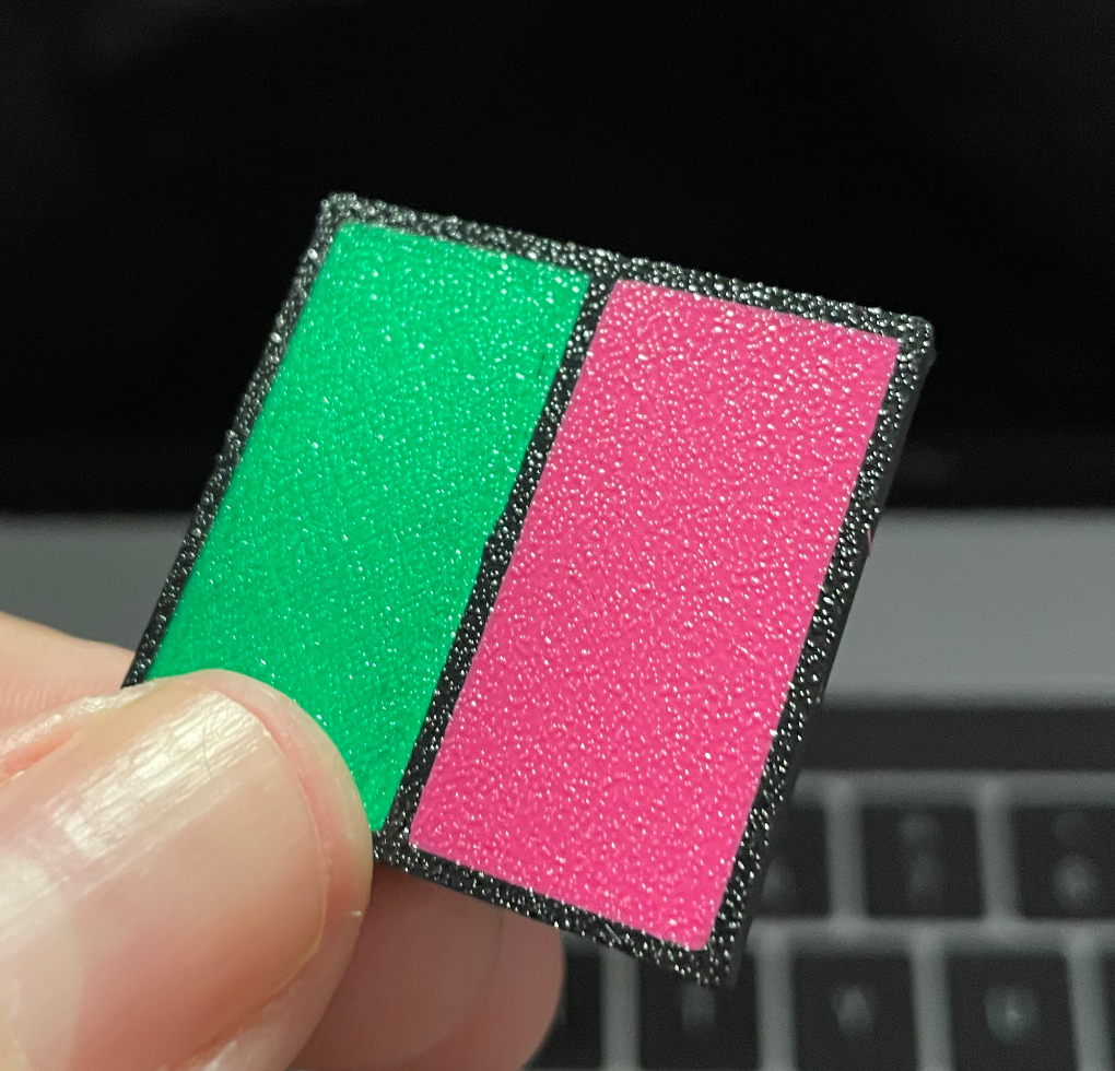 example "keychain" style coloring for minimal filament changes and maximum brightness + color shades