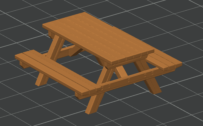 Mini Picnic Table – Realistic Wood Style