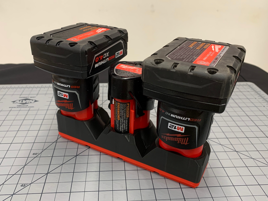 Gridfinity Shadow Tray- M12 3X SMALL Battery Tray