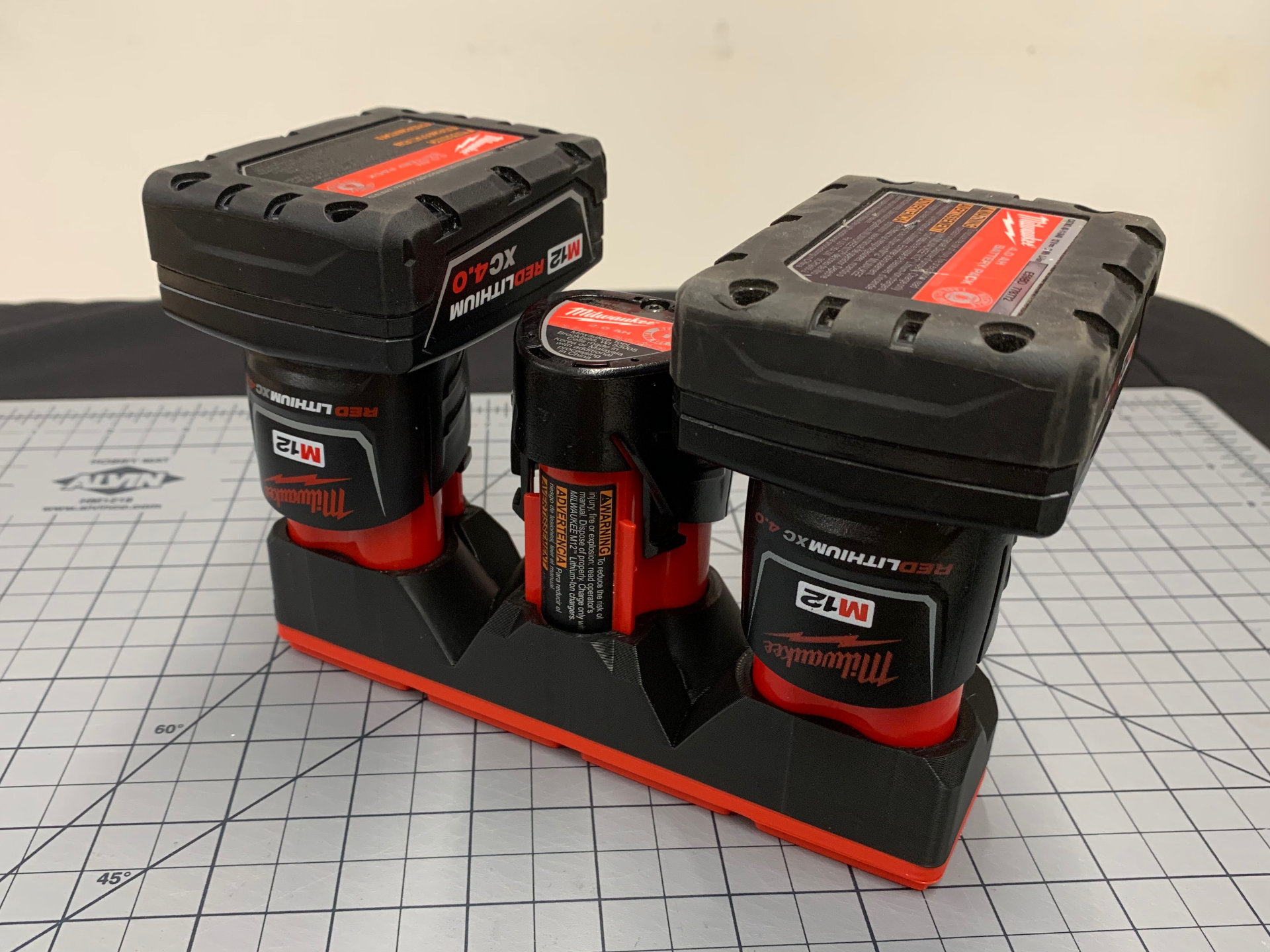 Gridfinity Shadow Tray- M12 3X SMALL Battery Tray
