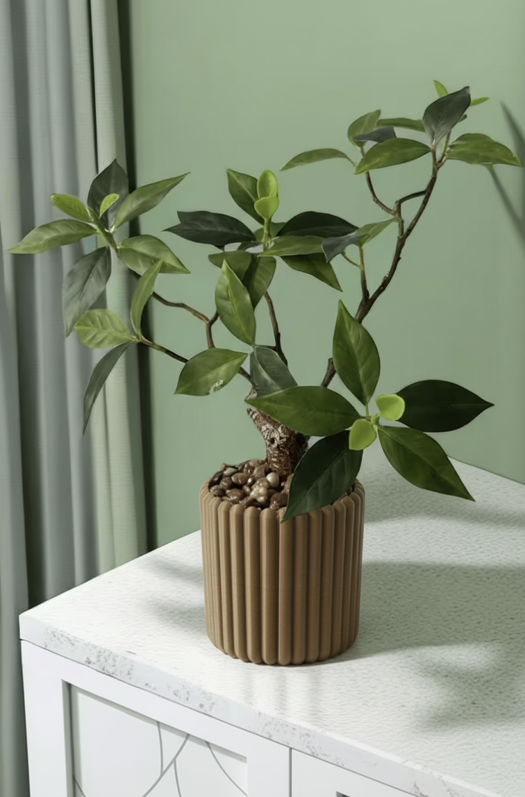 Groove & Grow: Minimalist Ribbed Planter