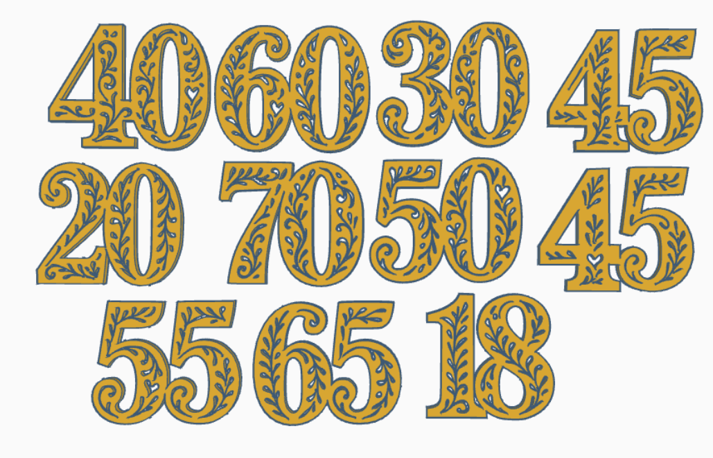 Beautiful ornamental birthday numbers