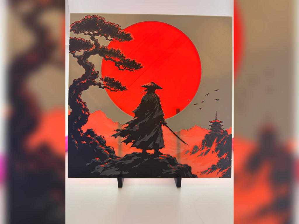 Ronin Beneath the Crimson Sun Hueforge Print