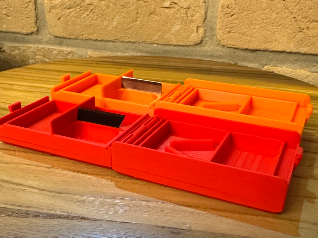 Pill Box with Integrated Cutter-Scraper Blade