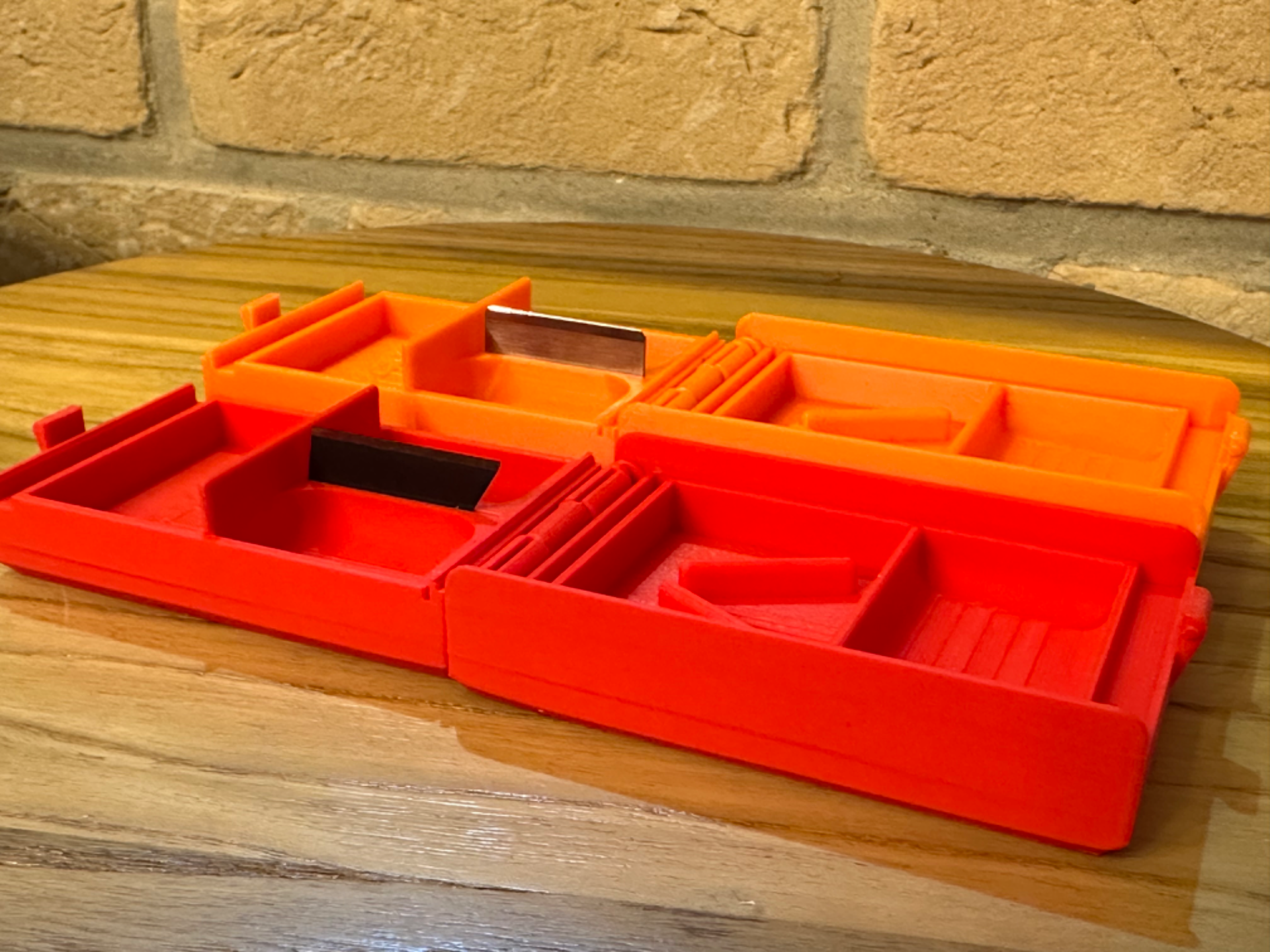 Pill Box with Integrated Cutter-Scraper Blade