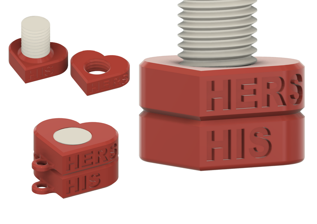 Valentine's Day heart-shaped bolt & nut couple