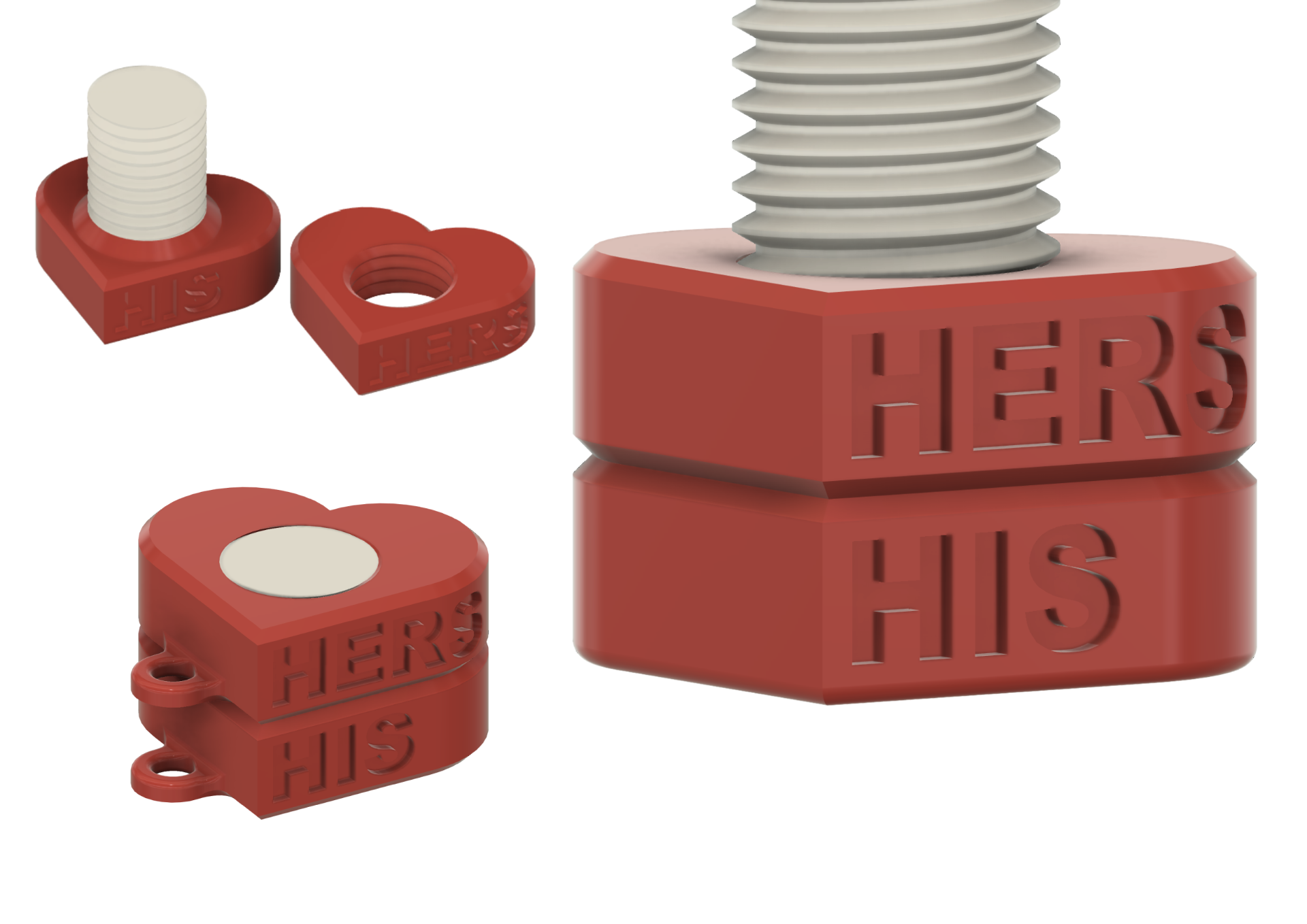 Valentine's Day heart-shaped bolt & nut couple