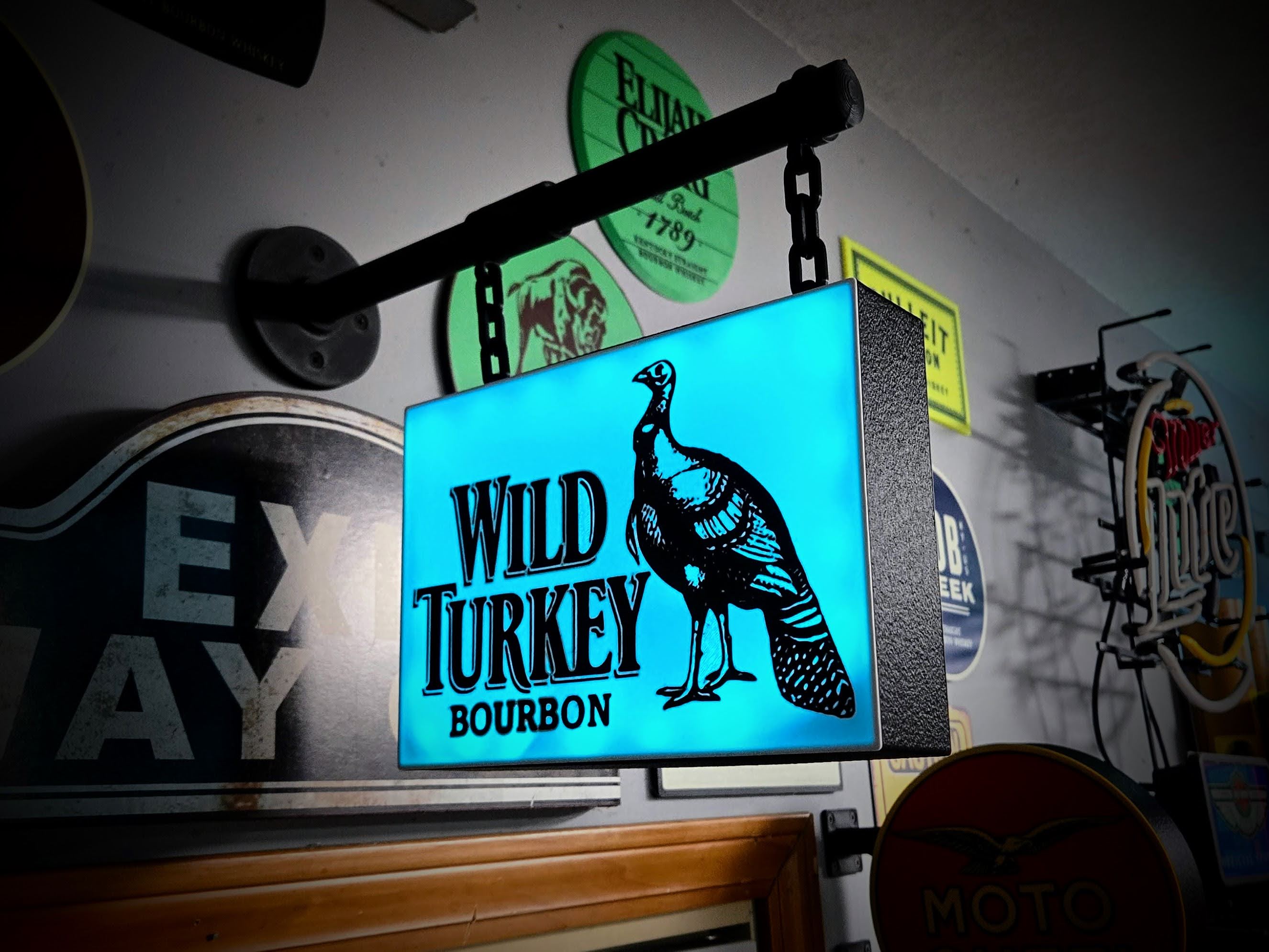 WILD TURKEY ~ 2-Sided Hanging Pub Style Lightbox