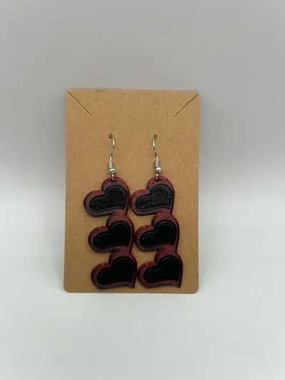 Triple Raised Heart Earrings