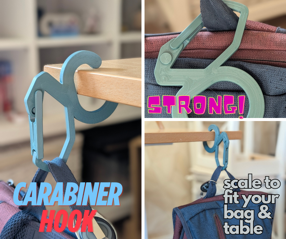 2-in-1 Bag Holder & Carabiner - Portable Desk Hook