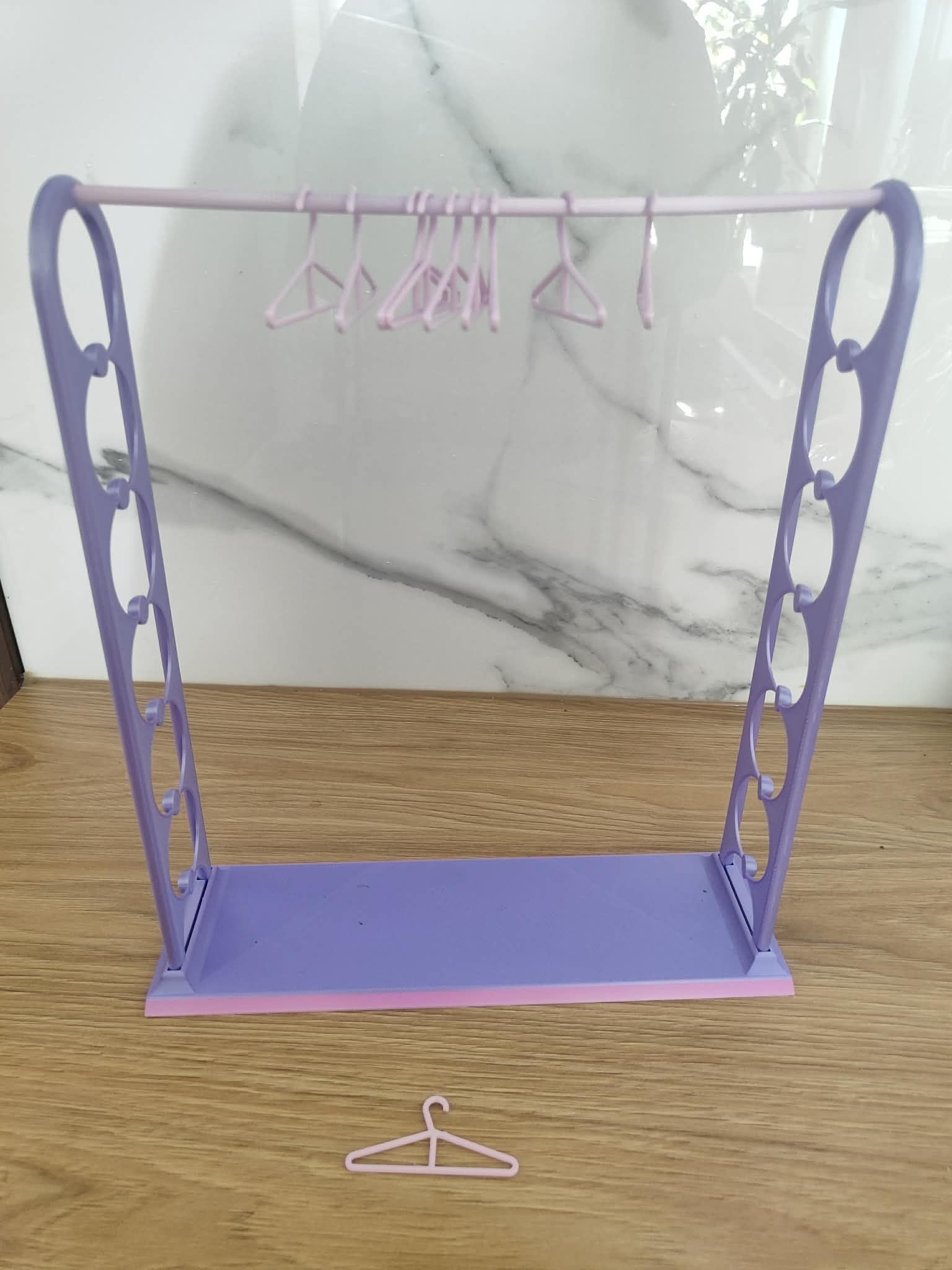 Doll clothes rack with hangers