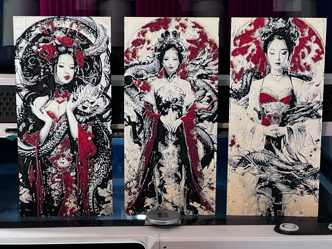 chinese dragon and chinese girl hueforge