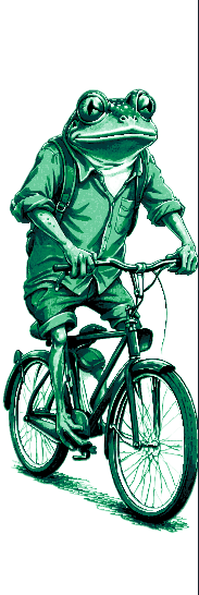 Set of 3 Bookmarks - Mr. Frog riding his bike around town admiring the world