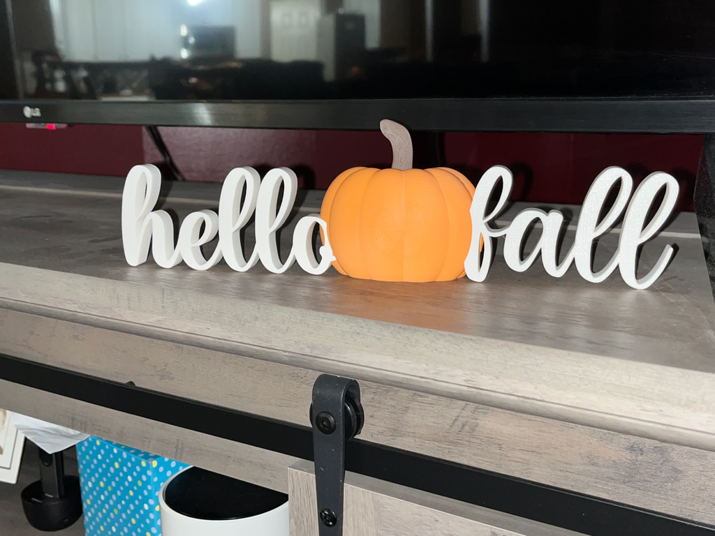 Hello fall sign with Pumpkin