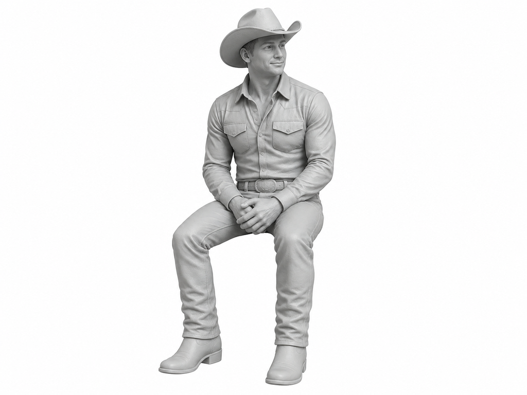 Peão Cowboy Sentado