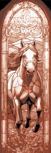 Epic horses caught in stained glass - cathedral style windows - Set of 3 bookmarks