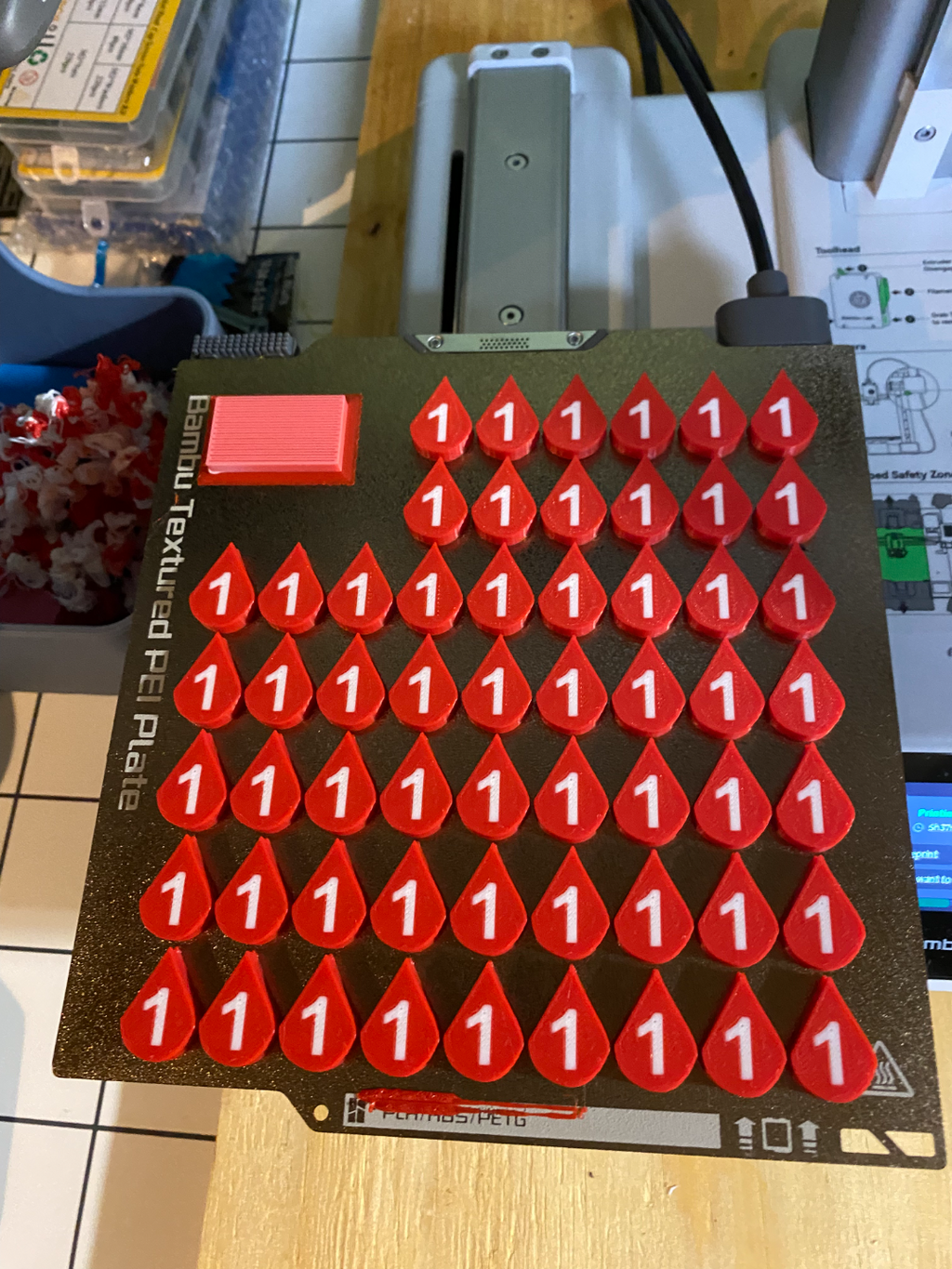 "Blood Pool" drop shaped gaming token