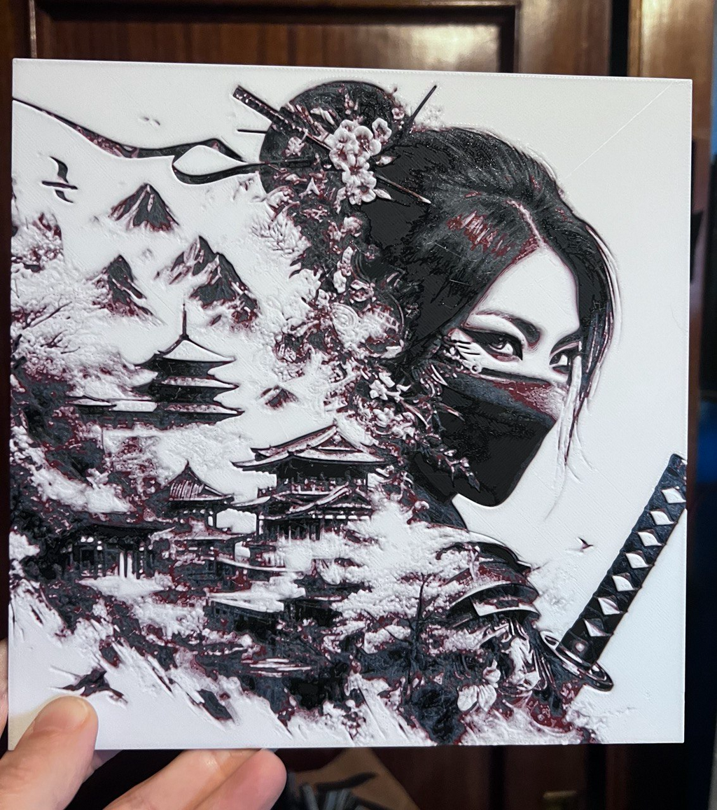 Samurai girl 3 landscape japan hueforge 200x200