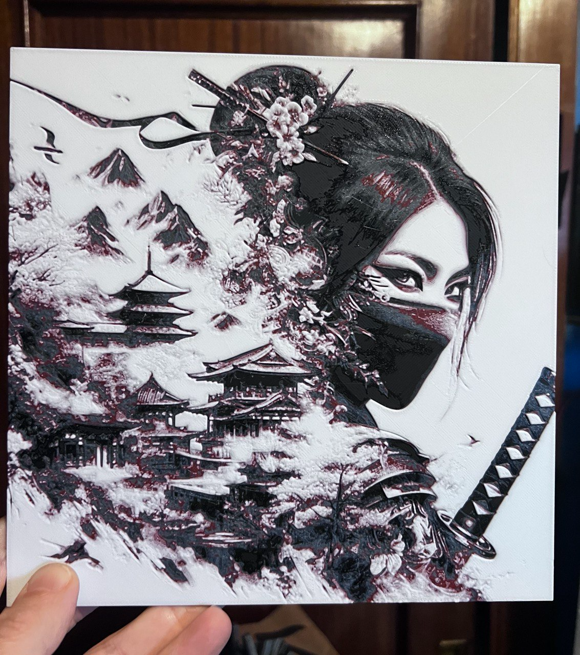 Samurai girl 3 landscape japan hueforge 200x200
