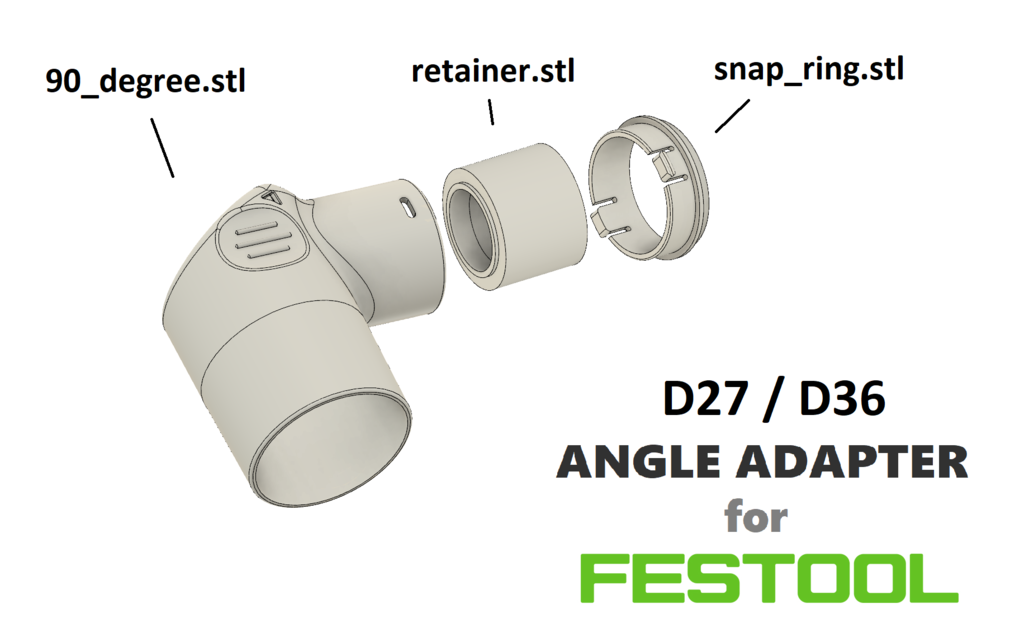 Festool Vacuum Hose Angle Adapter (D27& D36)