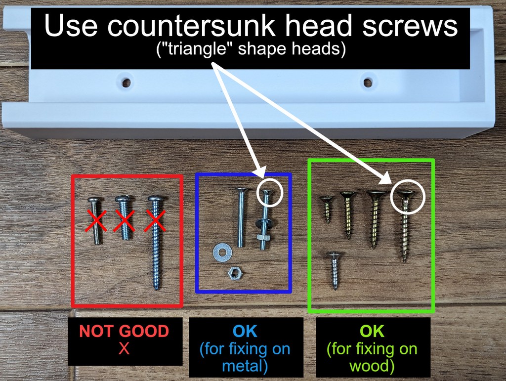 Hanging PET bottle storage - screwed version to fit any furniture (18cm, fits on small printers)