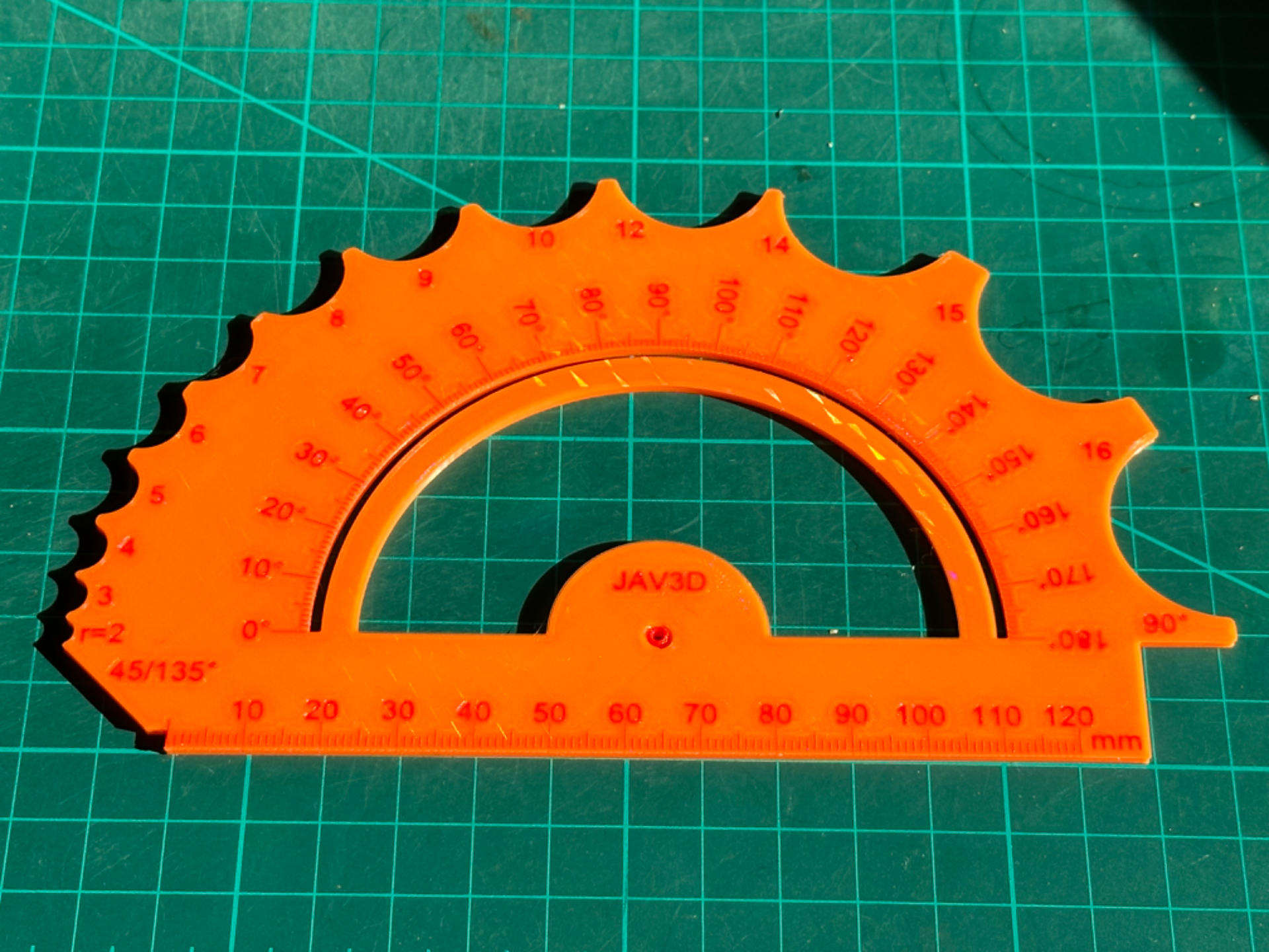 Template for Measuring Angles & Radii from 2-16mm