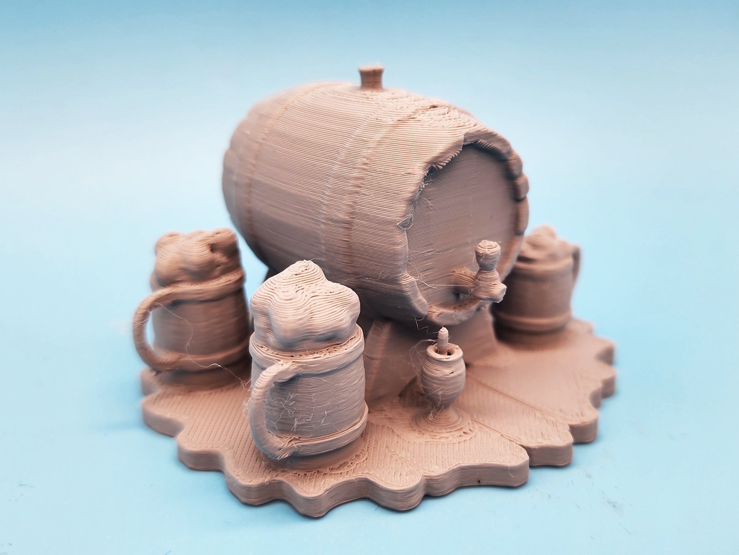 Beer Barrel with Mugs Miniature