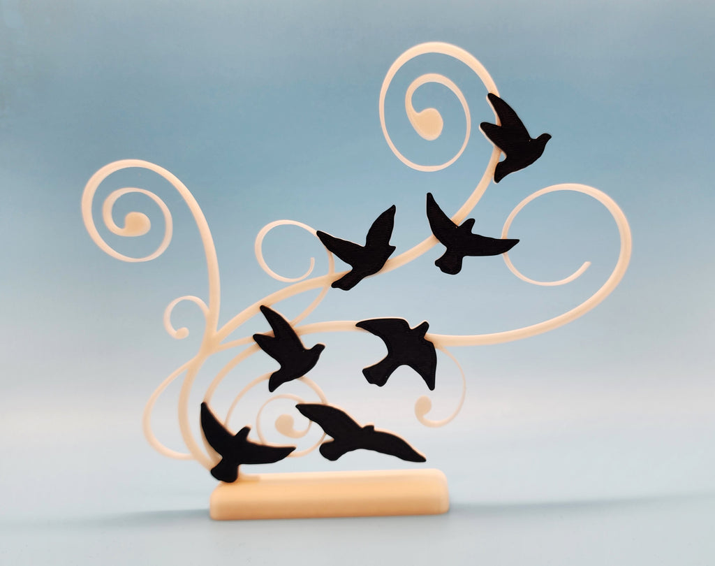 Wind with Sparrows - 2 Colors - Stand Optional