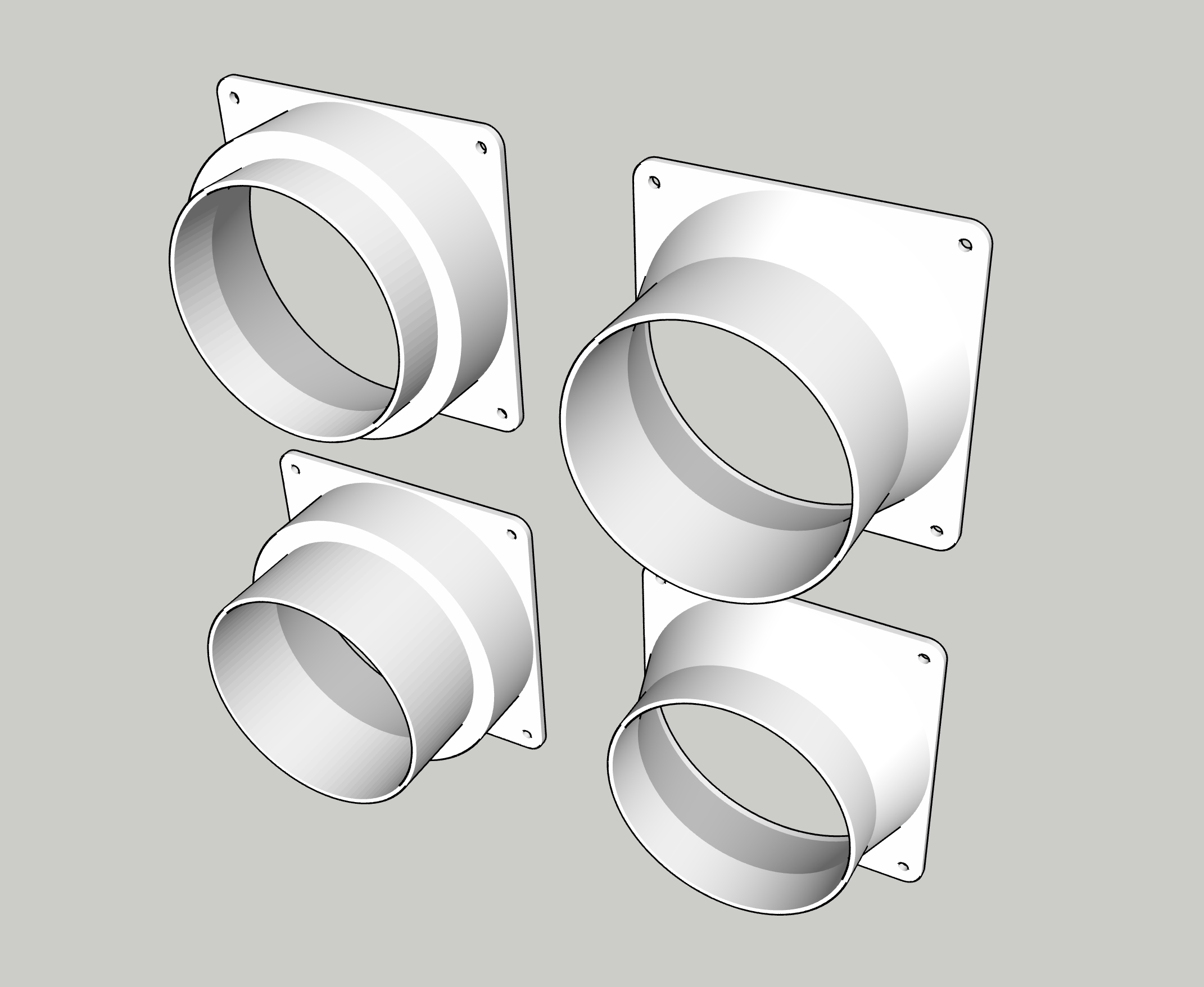 120mm Fan To 100mm Pipe Adaptors