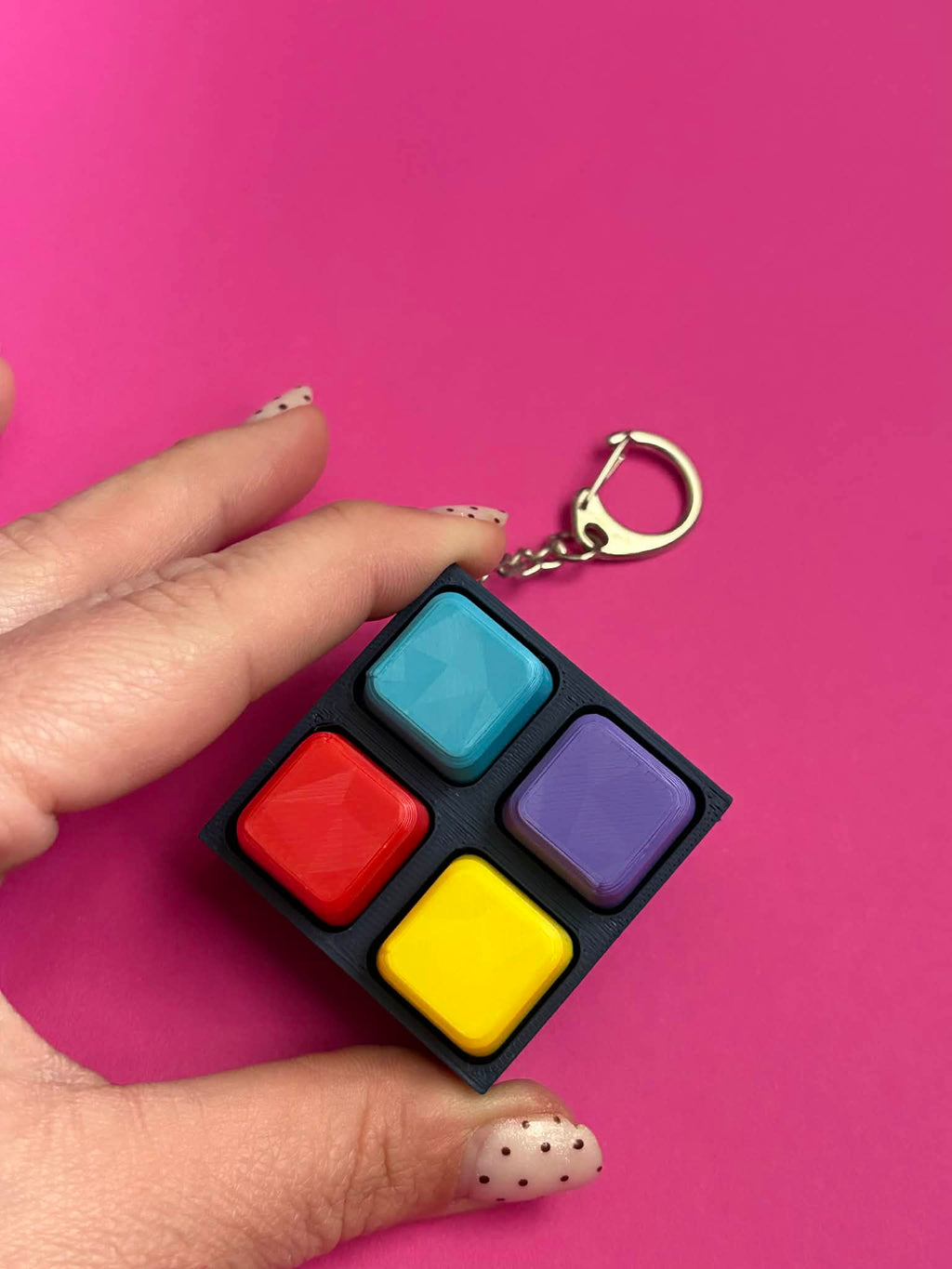 Mini Clicker Fidget Keychain – 4 Button Pocket Toy
