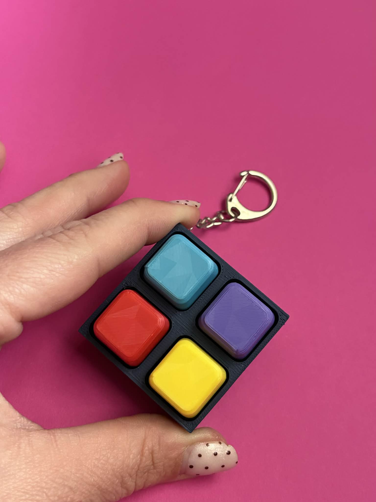 Mini Clicker Fidget Keychain – 4 Button Pocket Toy