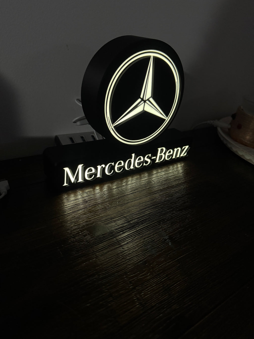 Mercedes-Benz Logo & Words Light Up Sign