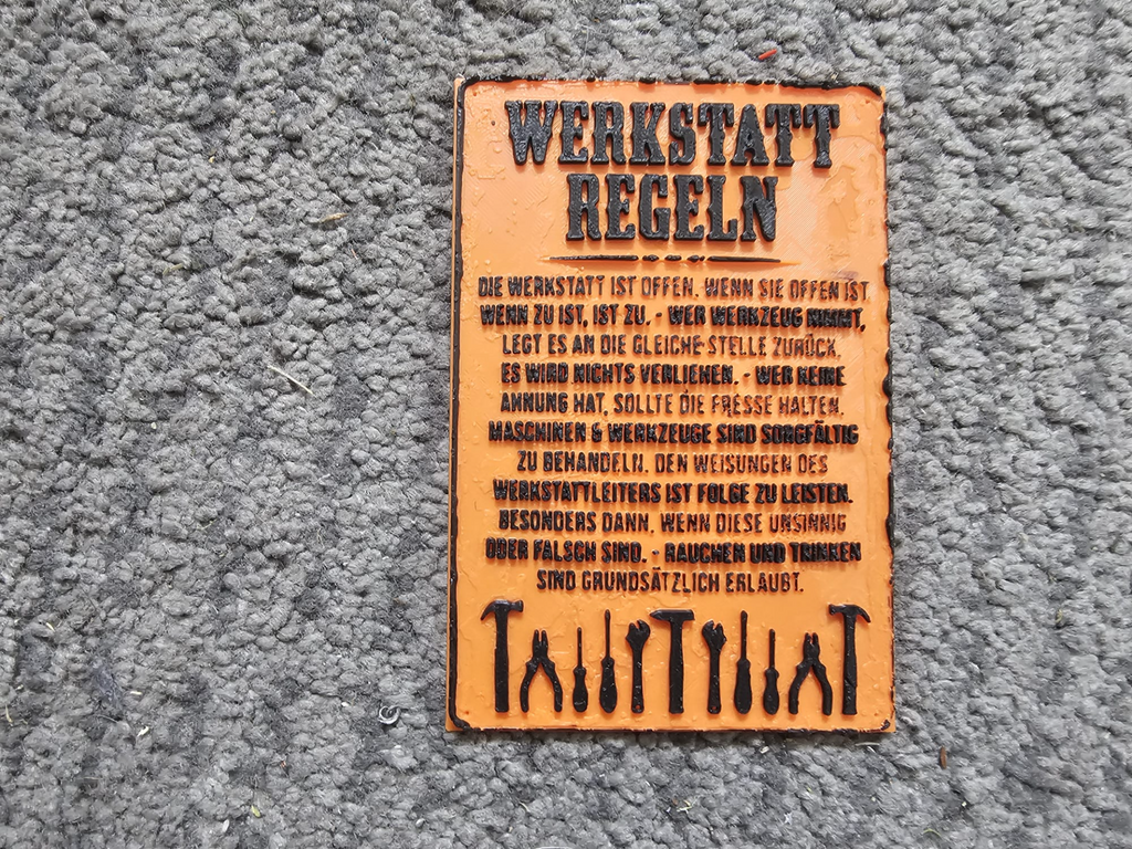 Werkstatt Regeln Schild