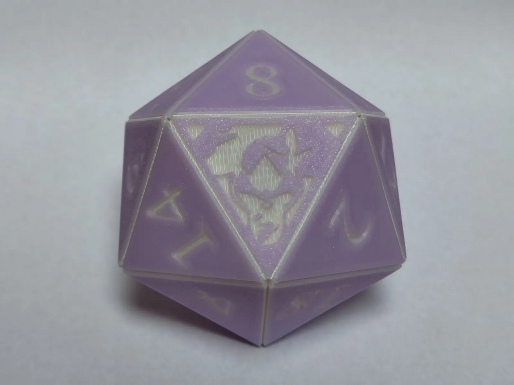 Baldur's Gate 3 inspired snap-together D20 - Filament change version