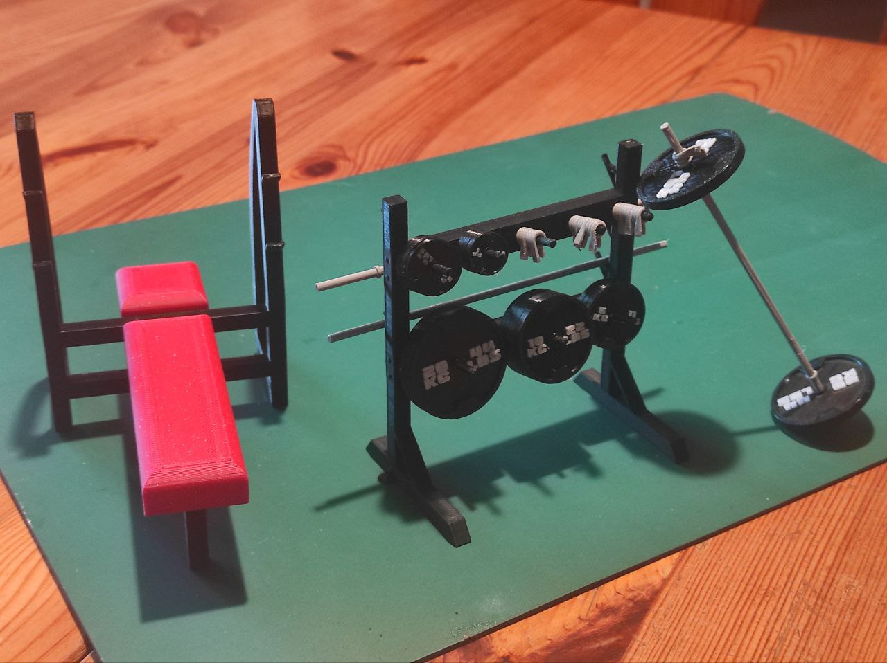 Miniature Weight Set, Bench and Rack