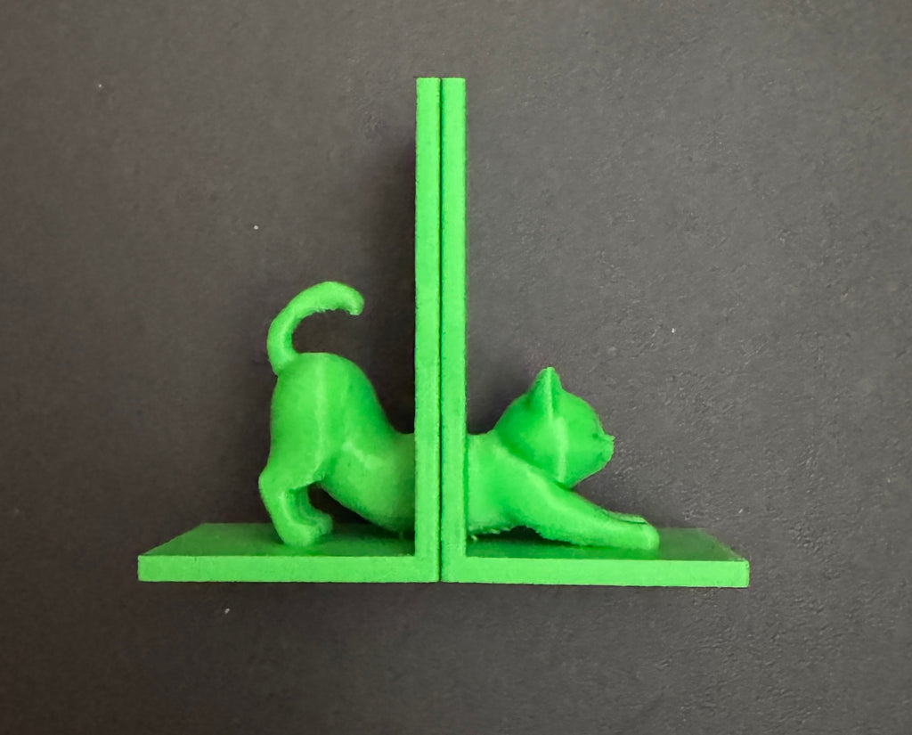 Bookends with a Stretching Cat